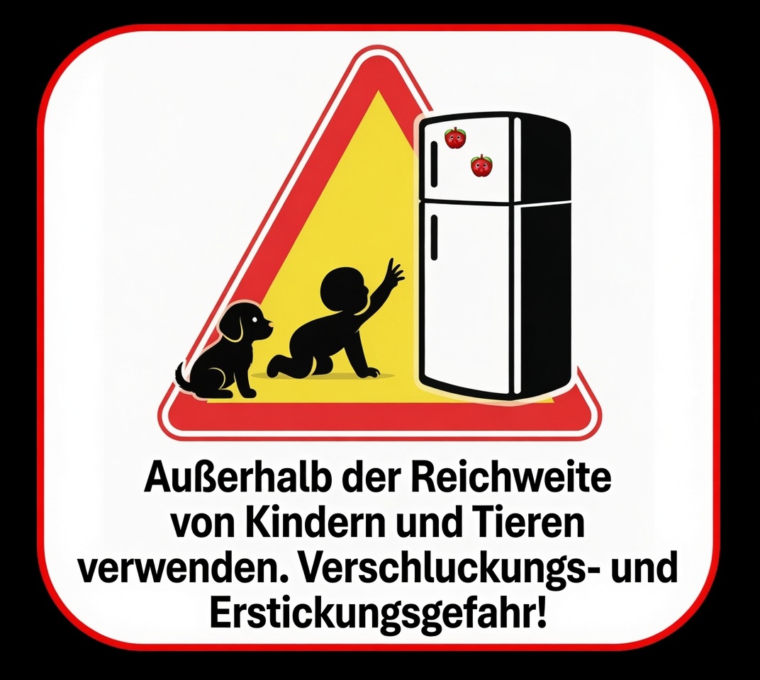 Warnhinweis: Außerhalb der Reichweite von Kindern und Tieren verwenden